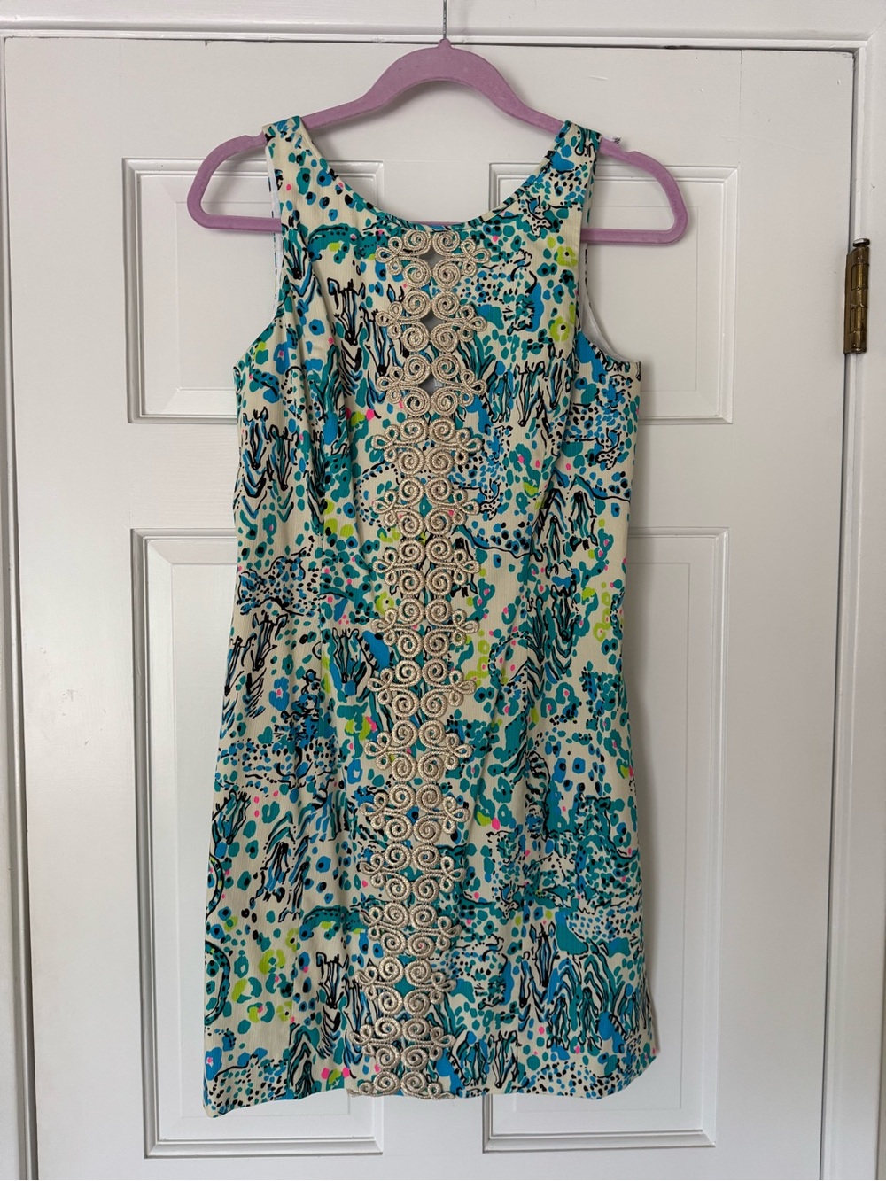 Lilly Pulitzer Teal, Cream & Yellow Floral Shift Dress - Picture 5 of 10